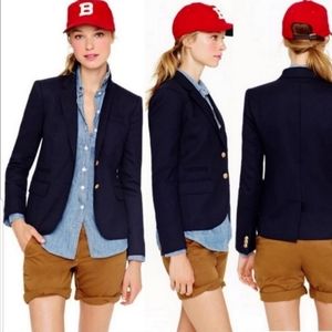 J. Crew Black Label Womens Blazer Size 0 Schoolboy Wool Blue Career Academia